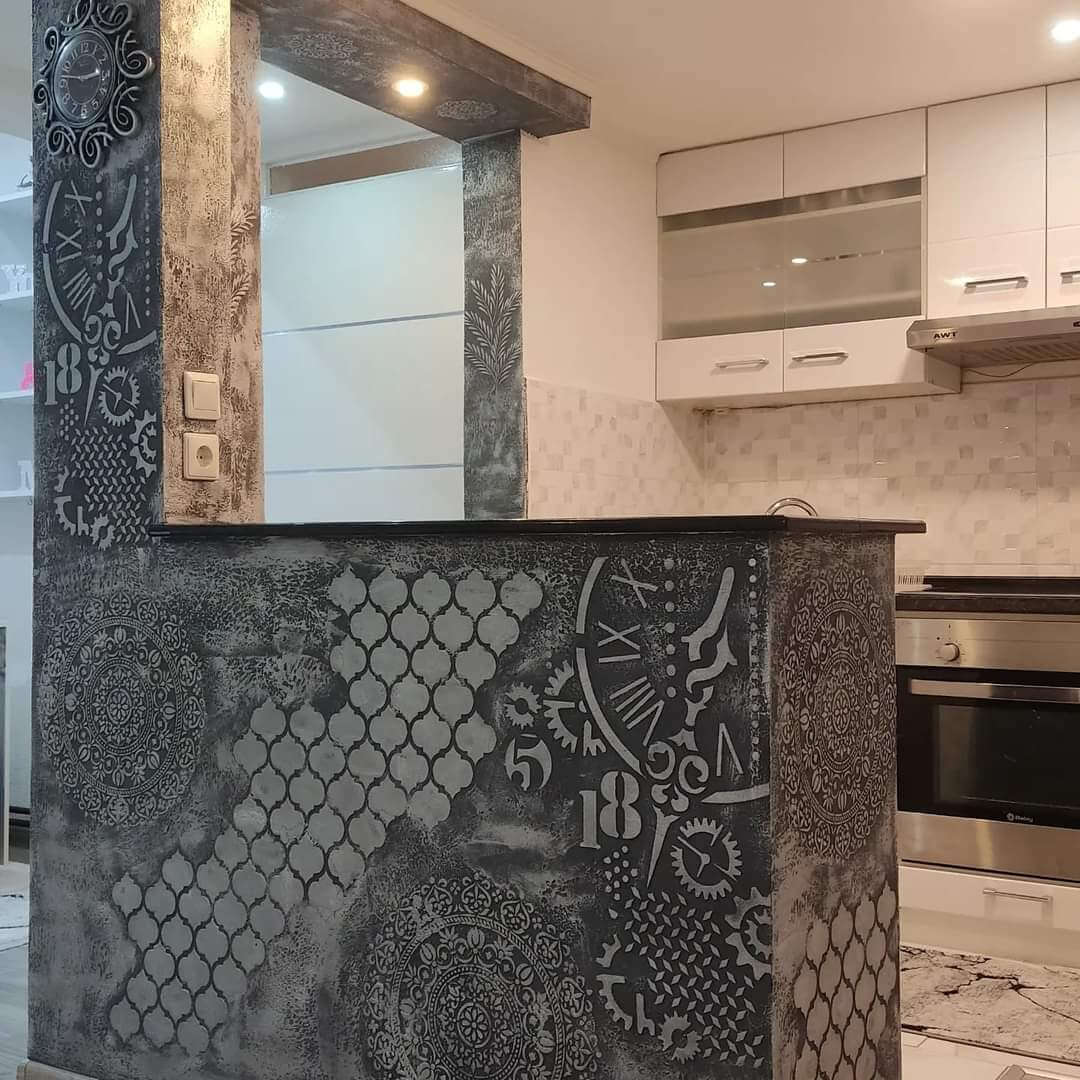 Detalj reljefnog uzorka u Stencil tehnici (6)